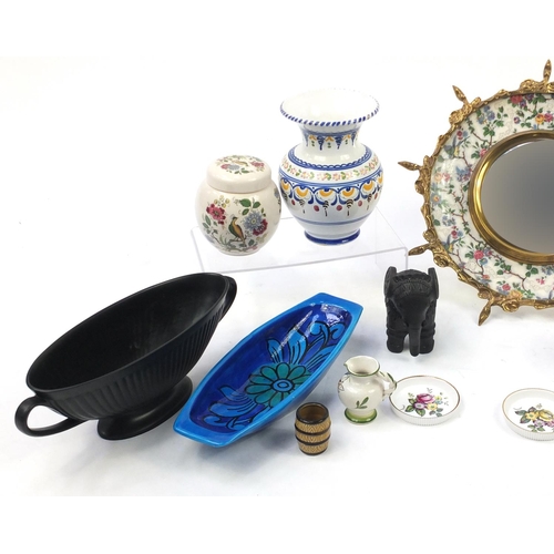 662 - China and pottery including Royal Worcester dishes, Satsuma vase and a Burslem mirror