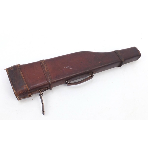 912 - Military interest leather Leg O'Mutton gun case, 75cm in length