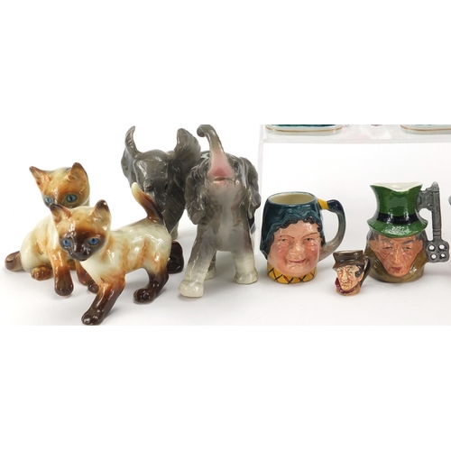 600 - China and glass animals and a Beswick Toby jug