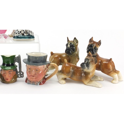 600 - China and glass animals and a Beswick Toby jug