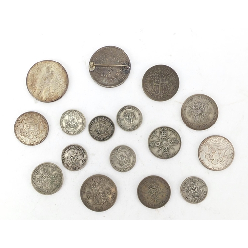 623 - British and American pre 1947 coins including 1923 dollar, florins and half crowns, approximate weig... 