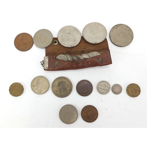 619 - Mostly British pre decimal coins including six pence's, half pennies and crowns