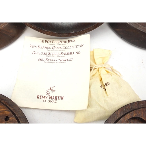 200 - Remy Martin Cognac games board in the form of a barrel, 27cm high