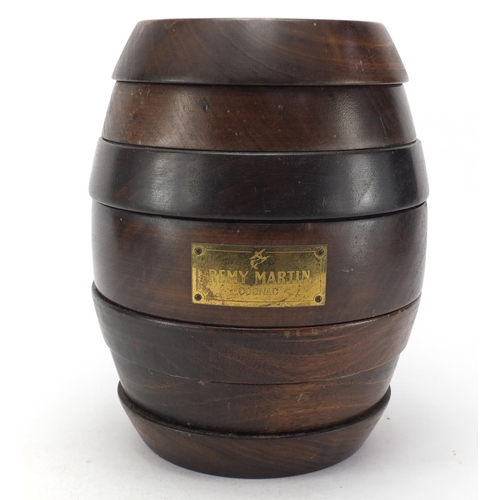 200 - Remy Martin Cognac games board in the form of a barrel, 27cm high