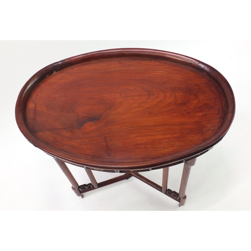 25 - Oriental hardwood folding tray top table, 66cm H x 70cm W x 45cm D