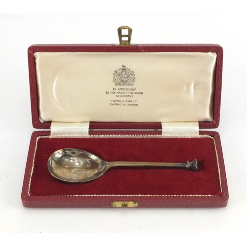 369 - Silver replica Pudsey spoon by Mappin & Webb, boxed, 12cm in length, approximate weight 31.5g