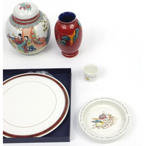 778 - Collectable china including a Poole vase, Wedgwood Peter Rabbit items and an oriental ginger jar wit... 