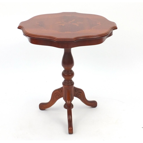 105 - Sorrento style occasional table with tripod base, 58cm high x 54cm in diameter