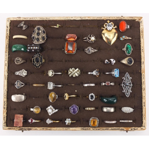 362 - Dress rings including silver examples, most set with semi precious stones