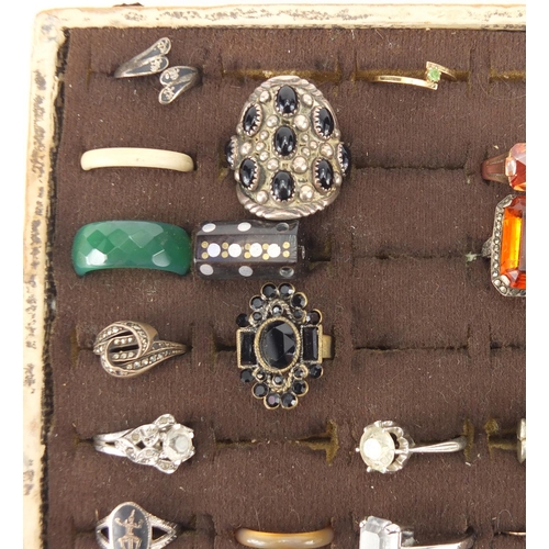 362 - Dress rings including silver examples, most set with semi precious stones