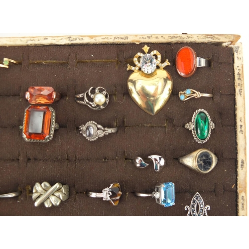 362 - Dress rings including silver examples, most set with semi precious stones