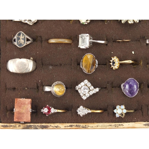 362 - Dress rings including silver examples, most set with semi precious stones