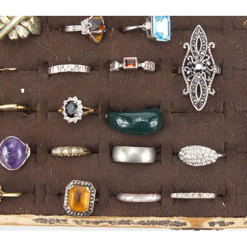 362 - Dress rings including silver examples, most set with semi precious stones