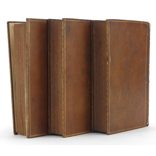 173 - The Works Of Flavius Josephus, set of three 18th century leather bound hardback books, volumes I, II... 