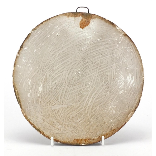 178 - Art Deco circular plaster wall plaque of a female by Nancy Coonsman Hahn, 20.5cm in diameter