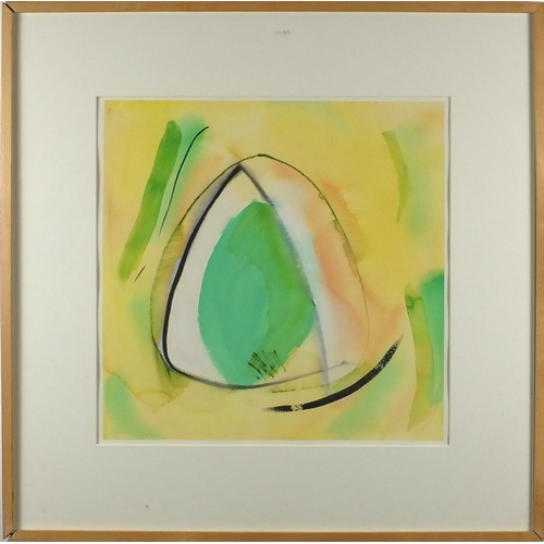 232 - Abstract composition, watercolour on card, mounted and framed, 41.5cm x 41.5cm