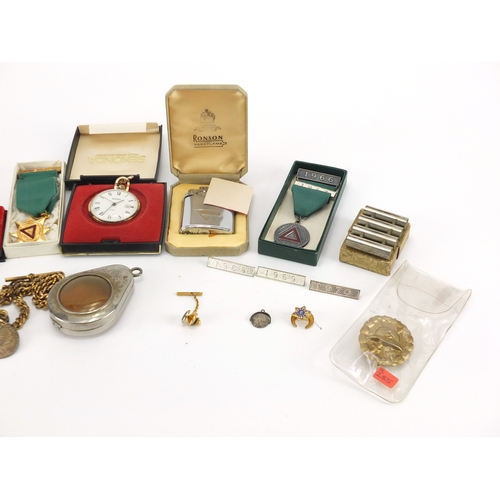 336 - Objects including late 18th century silver shilling and German style badge