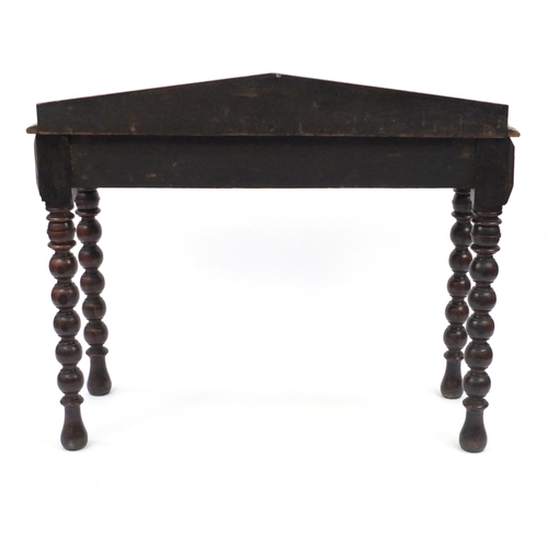 7 - Carved oak hall table, fitted with a drawer to one end, 96cm H x 115cm W x 45cm D