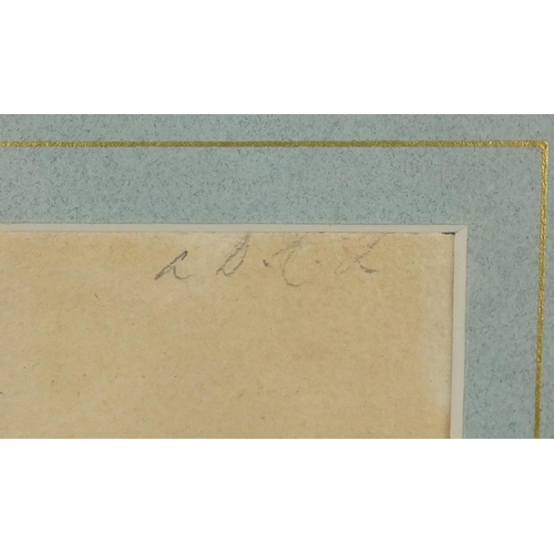 739 - Portrait of a man, early 19th century pencil sketch, Abbott and Holder label verso 'James Hook', mou... 