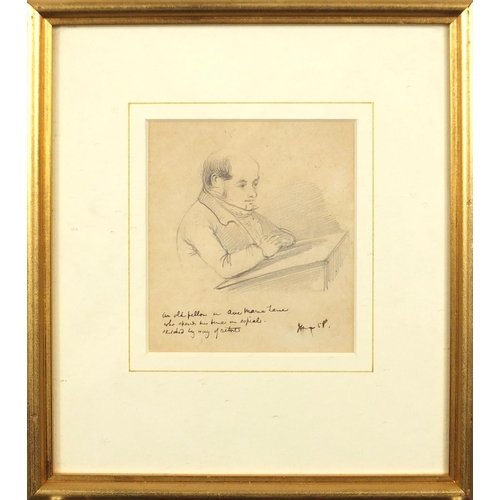 743 - Percy Cruickshank - An old fellow, pencil drawing, inscribed in ink, Abbott & Holder label verso, mo... 