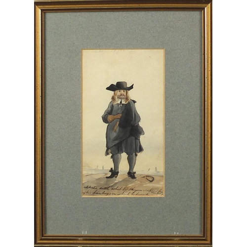 745 - Dutch merchant, early 19th century watercolour, with ink inscriptions, label verso, mounted and fram... 