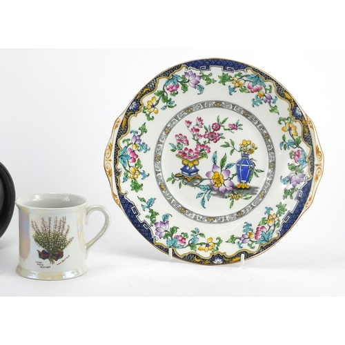 786 - Assorted china including a Wood & Sons cat teapot, pair of Minton's plates and a Carlton Ware mug fr... 