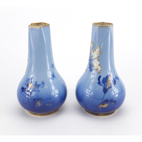 798 - Pair of Vienna porcelain vases with hand gilded decoration, 19cm high