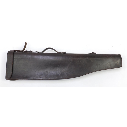 928 - 19th century Leg O'Mutton leather gun case, 85.5cm in length