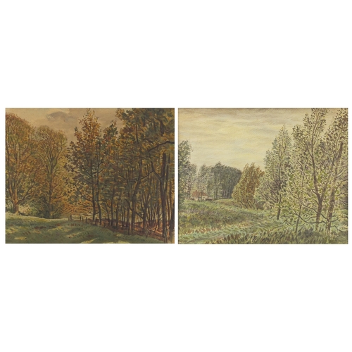 309 - ** WITHDRAWN FROM SALE ** William Warden RA - Trees on the marsh and trees in Breyfriars Park, two w... 