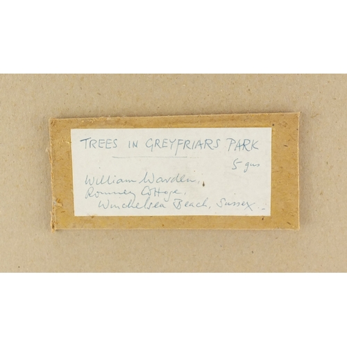 309 - ** WITHDRAWN FROM SALE ** William Warden RA - Trees on the marsh and trees in Breyfriars Park, two w... 