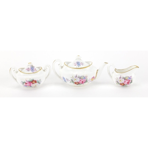 393 - Miniature Royal Crown Derby three piece tea set, the teapot 7.5cm in length