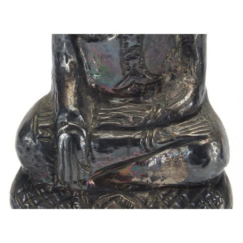 398 - Asian silver and wooden figure of Buddha, 11.5cm high