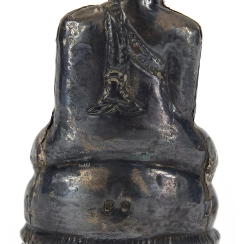 398 - Asian silver and wooden figure of Buddha, 11.5cm high