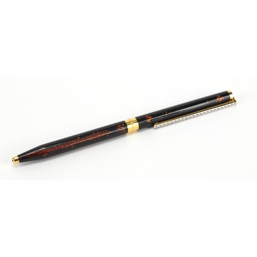 474 - S T Dupont Chinese lacquer ball point pen, with fitted box and certificate, serial number JBH57