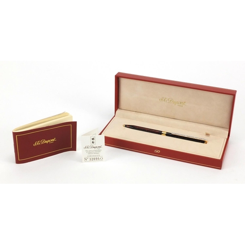 474 - S T Dupont Chinese lacquer ball point pen, with fitted box and certificate, serial number JBH57