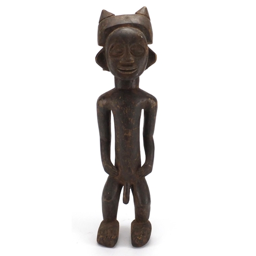 488 - African tribal carved wooden fertility doll, 54cm high