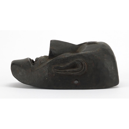 490 - African Tribal carved wooden face mask, 20cm high