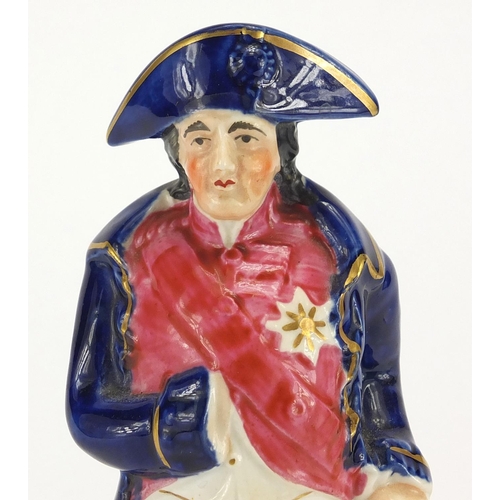 571 - Victorian hand painted Staffordshire pottery figure of Napoleon Bonaparte, 20cm high