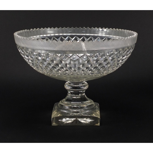 573 - 19th century hobnail cut glass centrepiece, 23.5cm high x 32cm in diameter