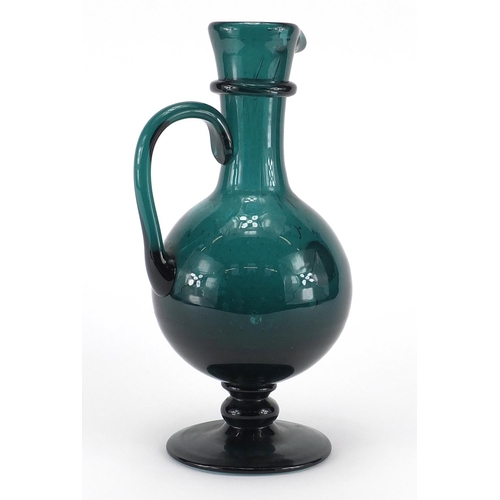 584 - 19th century and later glassware including green carafe with seal, pair of cut glass salt and pepper... 