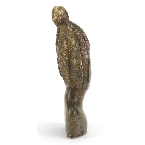 595 - Zimbabwe Verdite carving of a females bust, 14cm high