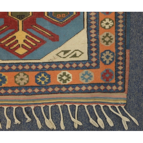 2018 - Rectangular Turkish rug, having stylised flower head design, within corresponding borders, 141cm x 7... 