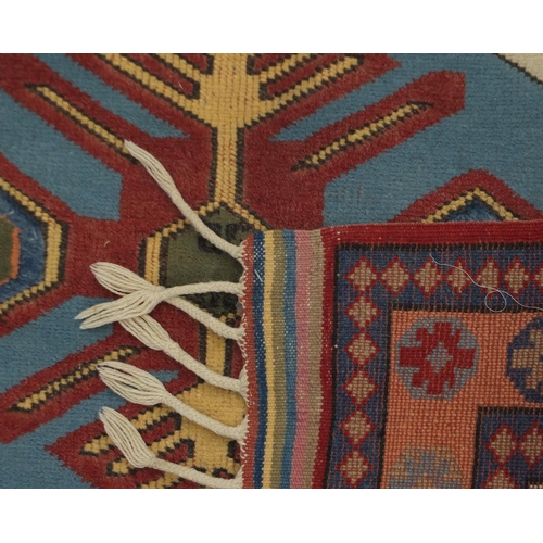 2018 - Rectangular Turkish rug, having stylised flower head design, within corresponding borders, 141cm x 7... 