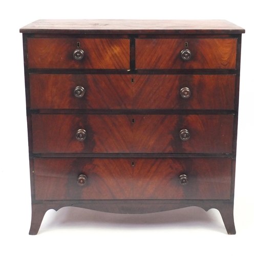 1 - Inlaid mahogany chest, fitted with two short above three long graduated drawers, 104cm H x 104cm W x... 