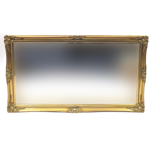 46 - Rectangular gilt framed mirror with bevelled glass, 128cm x 75cm