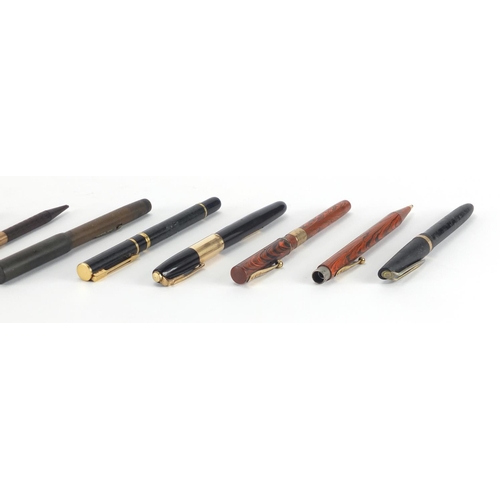 3 - Ten vintage Waterman's fountain pens and propelling pencils including brown ripple fountain pen with... 
