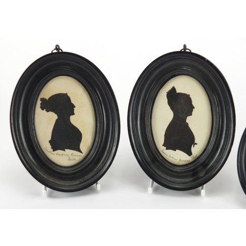 19 - Four 19th century oval silhouette portraits including examples of Baroness Dietfort and Baroness Sta... 
