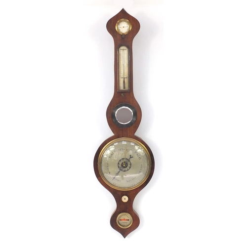 2024 - Victorian rosewood banjo barometer, with thermometer, 96cm high