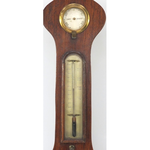 2024 - Victorian rosewood banjo barometer, with thermometer, 96cm high