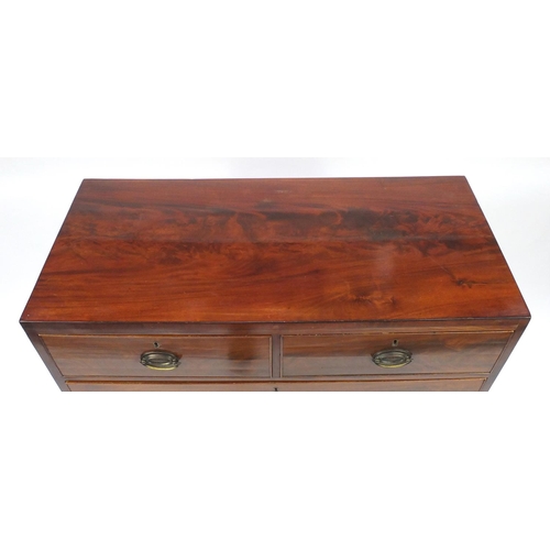 2013 - Regency mahogany chest, fitted with two short above two long graduated drawers, 107cm H x 100cm W x ... 